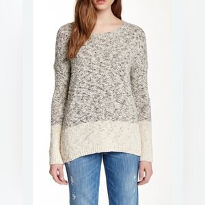 VINCE. Marled colorblock cotton blend Women's Gray and Cream Sweater